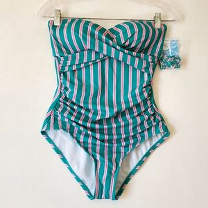 Draper James One Piece Billiard‎ Style Striped Green Pink Size Small Women NWT